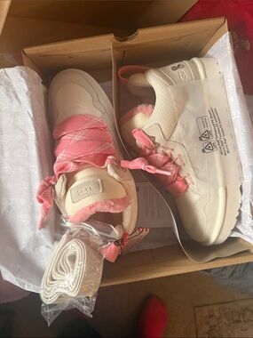 UGG Women's Cream Sneakers with Pink Accents